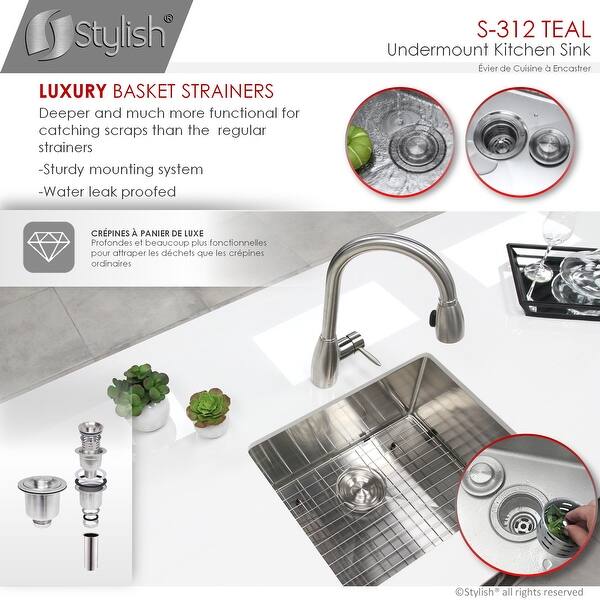25 L X 18 W Stainless Steel Single Basin Undermount Kitchen Sink With Grid And Strainer Overstock 19976925
