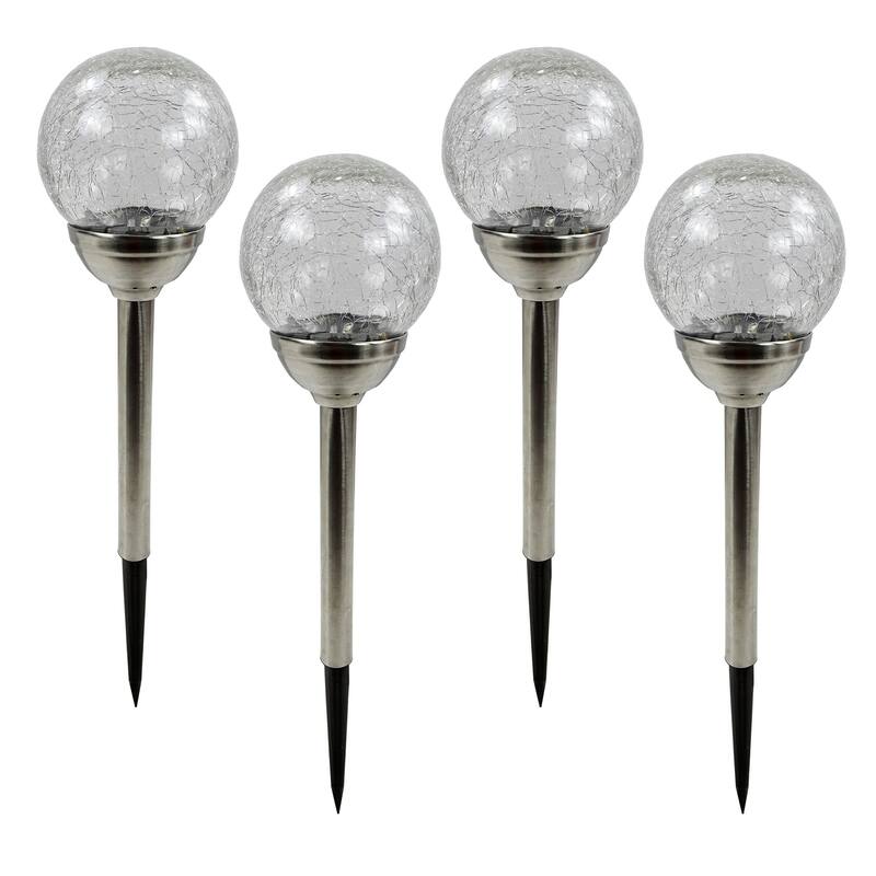 Alpine Corporation Solar Glass Ball Stake Color Change Warm White LED