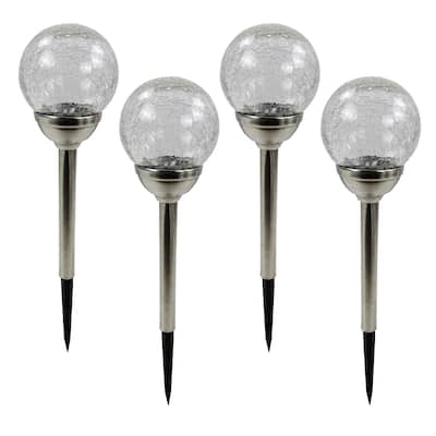 Alpine Corporation Solar Glass Ball Stake Color Change Warm White LED
