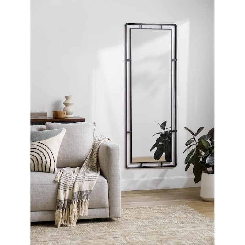 Livabliss Indus Rustic Full Length Mirror - 65"H x 24"W x 1"D - Black
