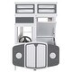 preview thumbnail 14 of 17, Twin over Twin Size Solid Wood Bus-shaped Bunk Bed with Wheels and Storage
