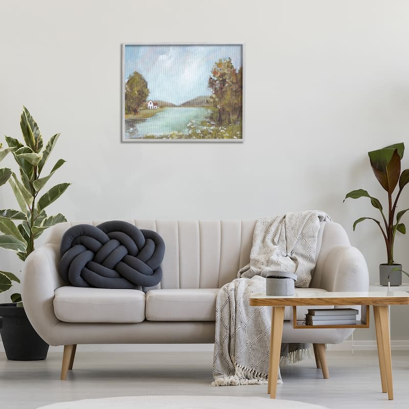 Stupell Distant Cottage Across River Framed Giclee Art Design By Amanda Hilburn