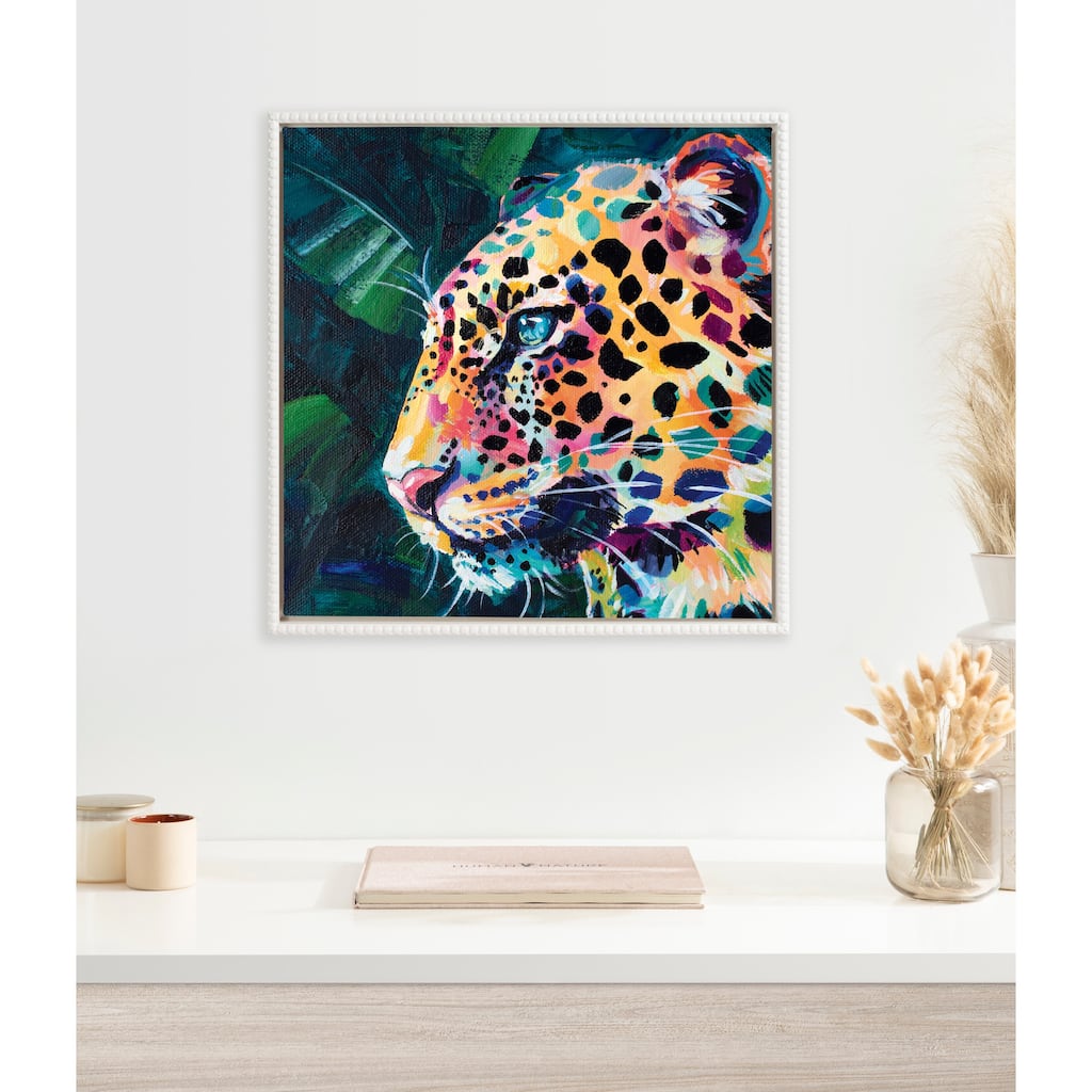 Kate and Laurel Sylvie Beaded Leopard Canvas by Rachel Christopoulos