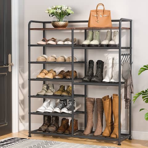 Industrial Shoe Rack, Storage Organizer Shelf for Entryway, Living Room