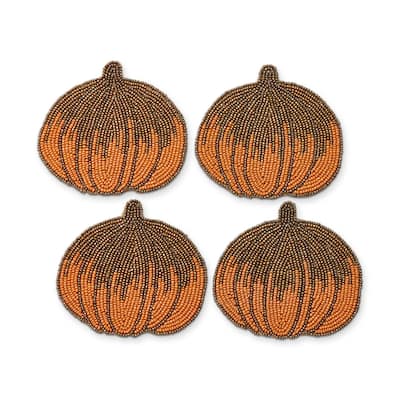 Pumpkin Beaded Coaster Set Of 4