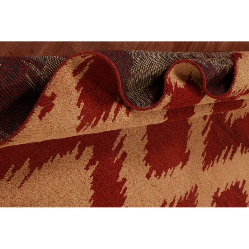 Hand Knotted Oriental 100% Wool Carpet Modern Geometric Oranges & Rust Moroccan Area Rug - 11' 7'' X 9' 5''