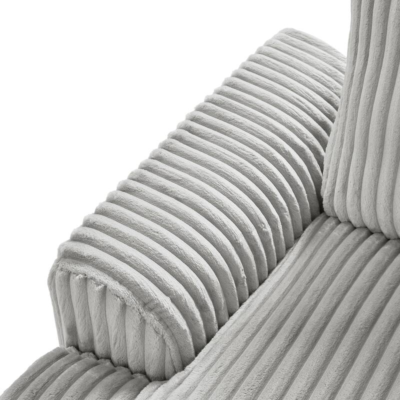 129.1" Corduroy U-Shaped Sectional Sofa with Chaise Lounge, Curved Armrests, and Premium Foam Cushions