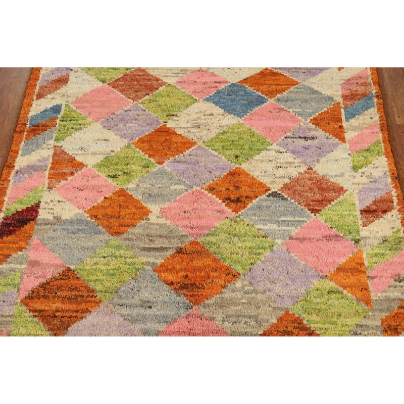 Tribal / Trellis Moroccan Oriental Rug Handmade Wool Carpet - 5'3" x 6'4"