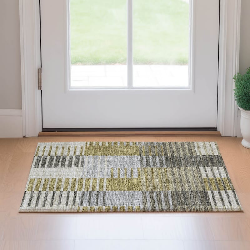 Premium Washable Super Soft Geo Stripe Mayfield Rug - Brown - 1' 8" x 2' 6" - Rectangle