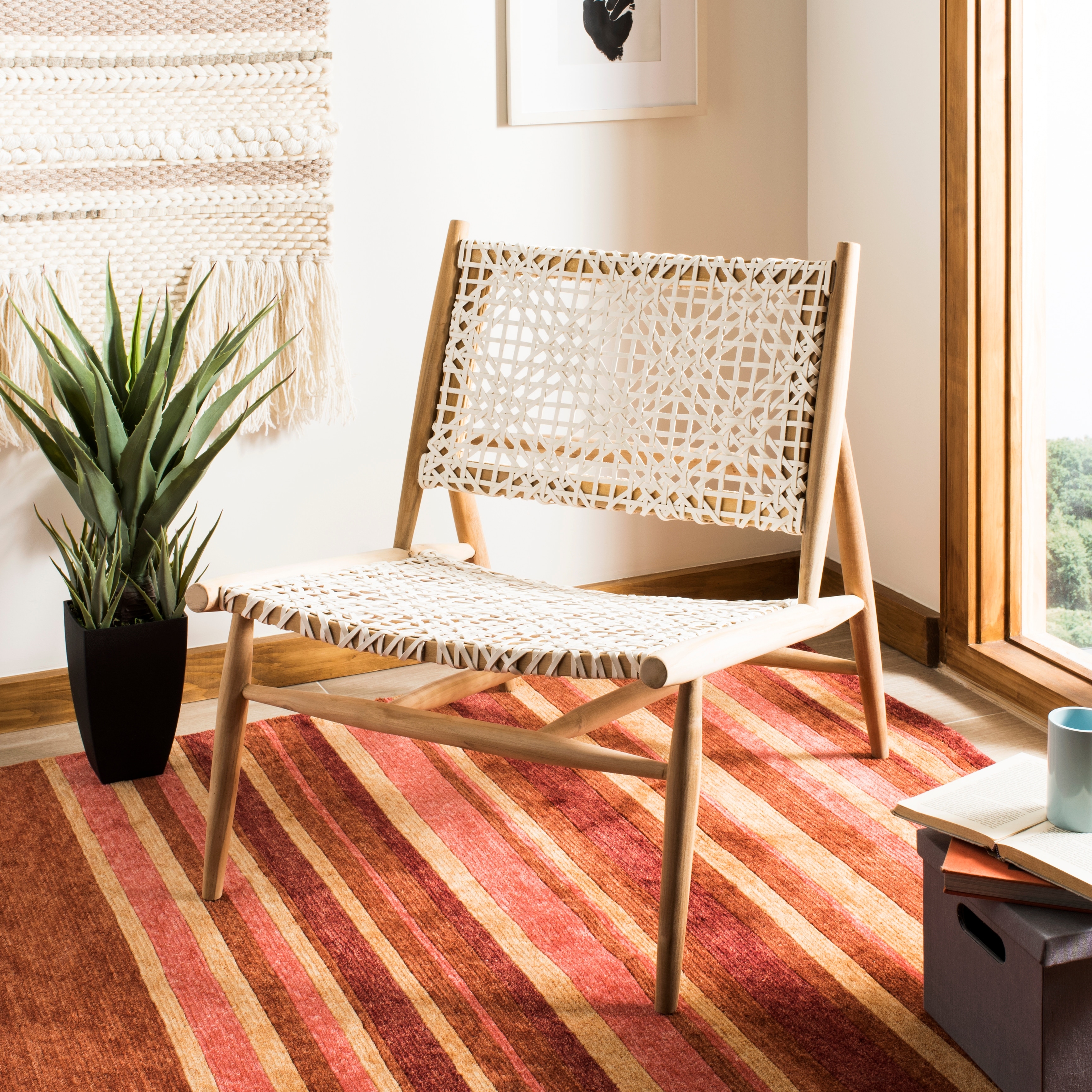 Bandelier leather 2025 weave accent chair