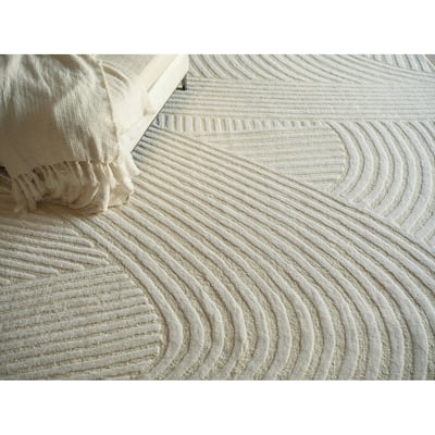 Entro Handmade New Zealand Wool Cream/Ivory Area Rug.