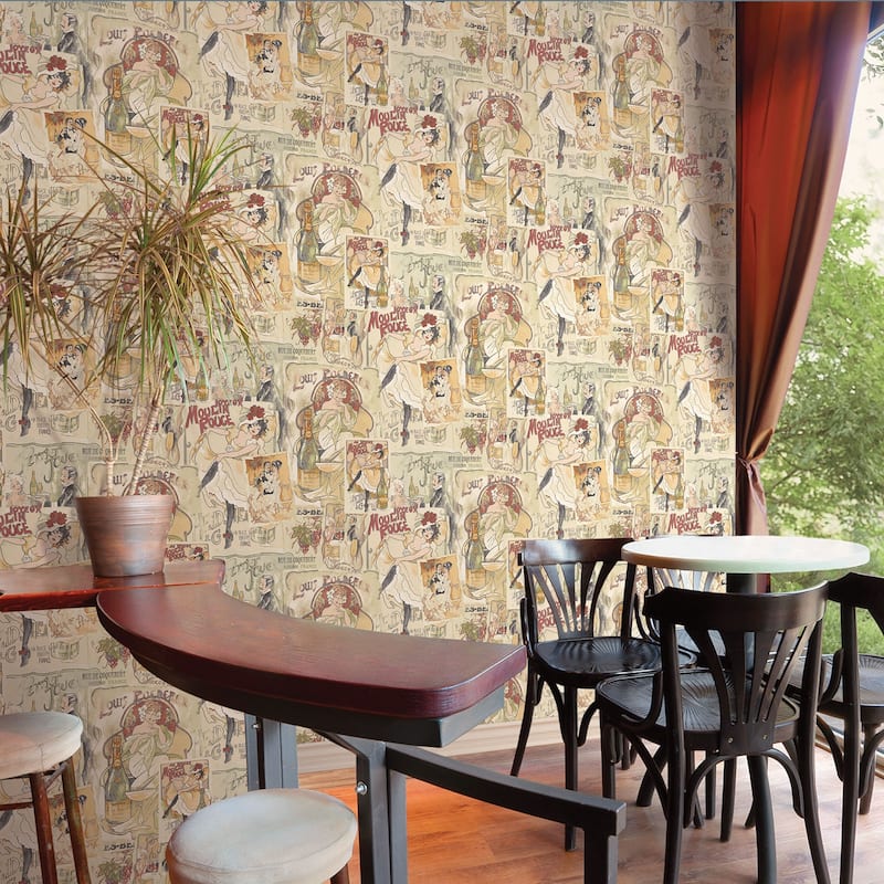Galerie Wallcoverings Nostalgie Collection Champagne Posters Non-woven Matte Wallpaper Roll