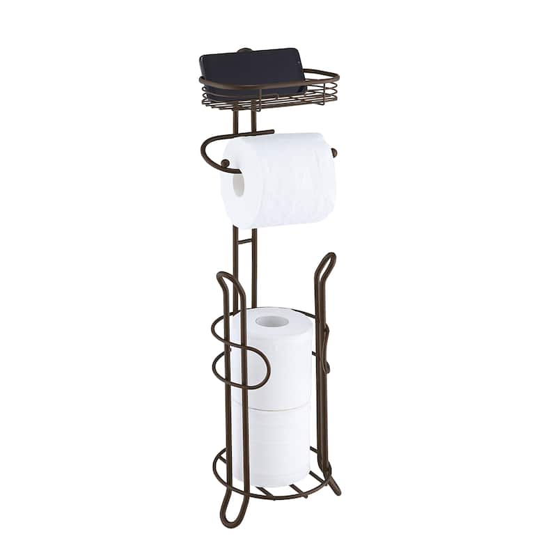Toilet Paper Holder with Storage - Brown