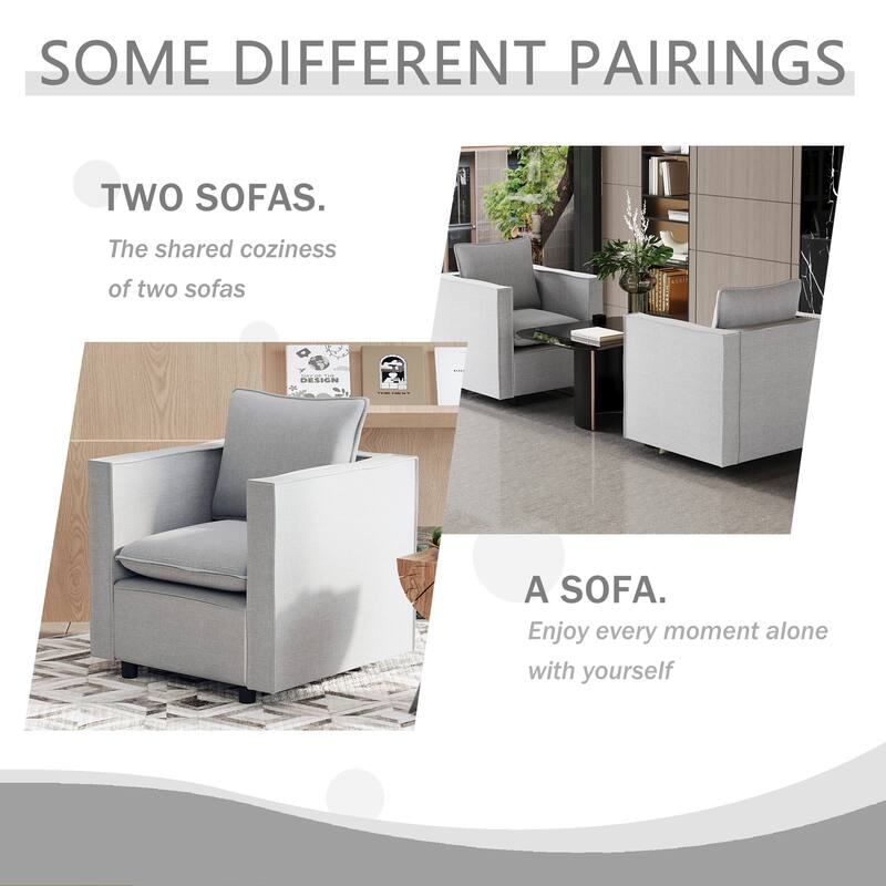 Grey Linen Decorative Single Sofa Chair with Soft Cushion