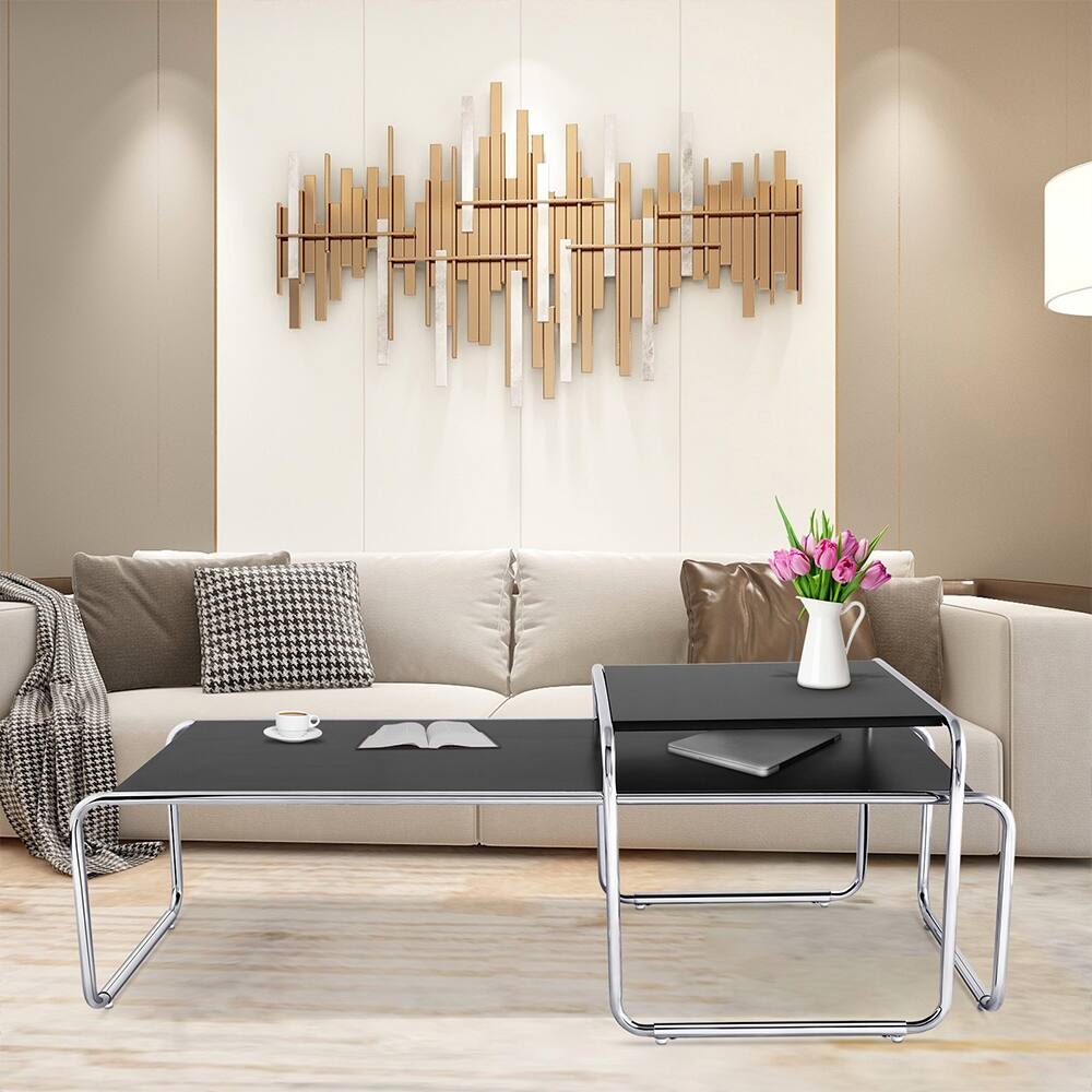 Household stainless steel size (length and short) coffee table combination