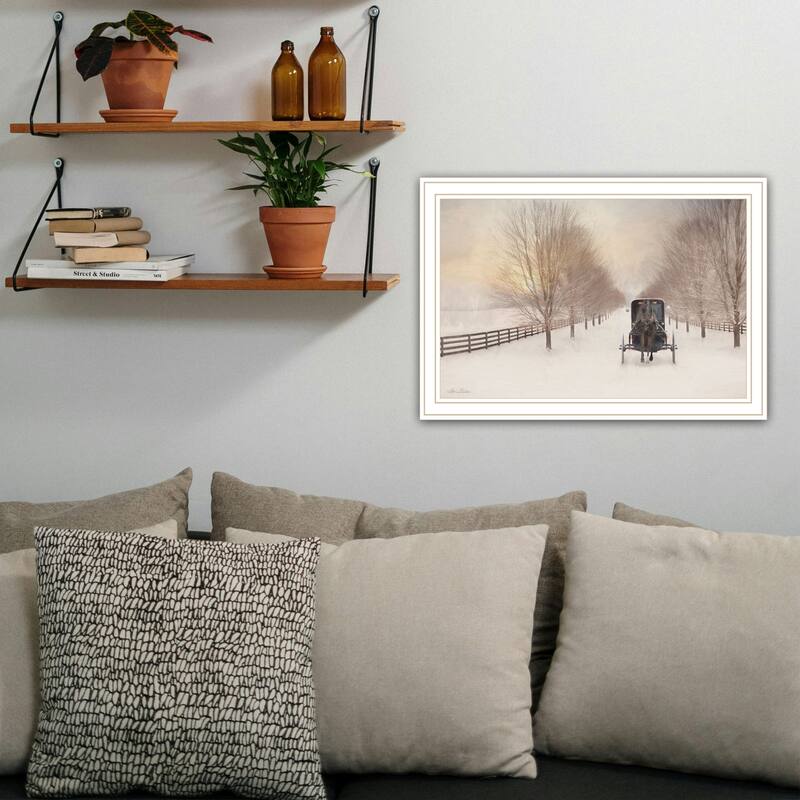 Framed Wall Art - Snowy Amish Lane, White Frame