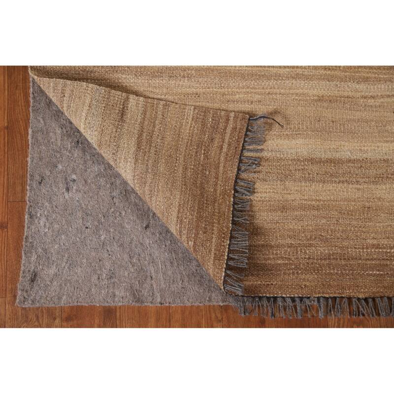 Earth Tone Kilim Modern Area Rug Flat-weave Wool Carpet - 4'3"x 6'1"