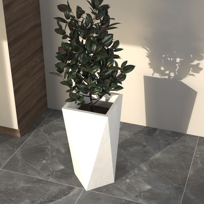 Aloe Fiberstone & MGO Clay Tapered Square Tall Planter Plant Pot, Indoor/Outdoor with Drainage Holes for Yard Porch Decor
