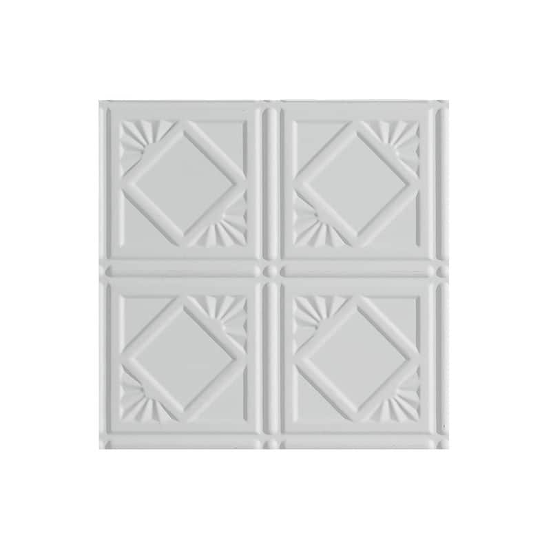 FASÄDE Traditional Style 4 Decorative Vinyl 2ft x 2ft Lay in Ceiling Panel in Gloss White (5 Pack) - 12in x 12in Sample - Gloss White
