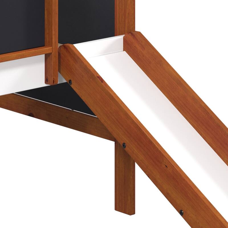 Twin size Wood Loft Bed with Slide and Chalkboard Panels