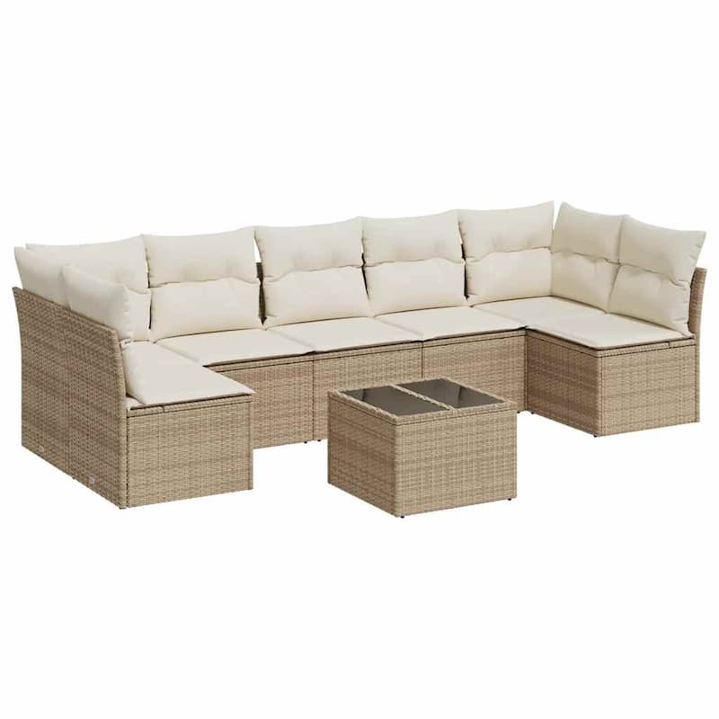 vidaXL Garden Sofa Set Beige PE Rattan Compact to Large Modular Set - 21.7 x 21.7 x 14.6