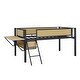preview thumbnail 16 of 34, Twin Size Metal Loft Bed with Rectangular Desk, LED lights, Storage Shelves and Hanging Storage Compartments