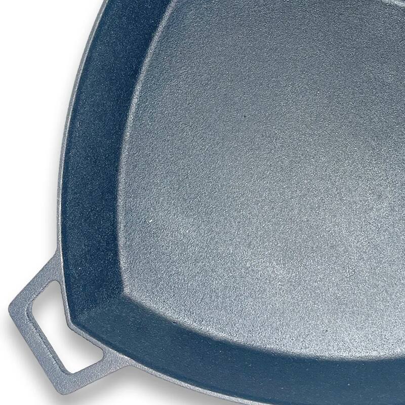 Bayou Classic 12 Inch Square Cast Iron Cooking Skillet Pan with Helper Handle - 7.82