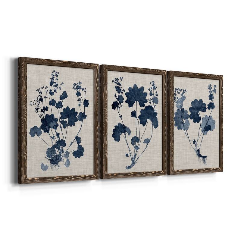 Navy & Linen Leaves II-Premium Framed Canvas - Ready to Hang - Multi-Color