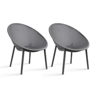 Set of 2 Modern Plastic Lounge Chair Plastic Legs with Polka Dots Spot Breathable for Patio Indoor Outdoor Use