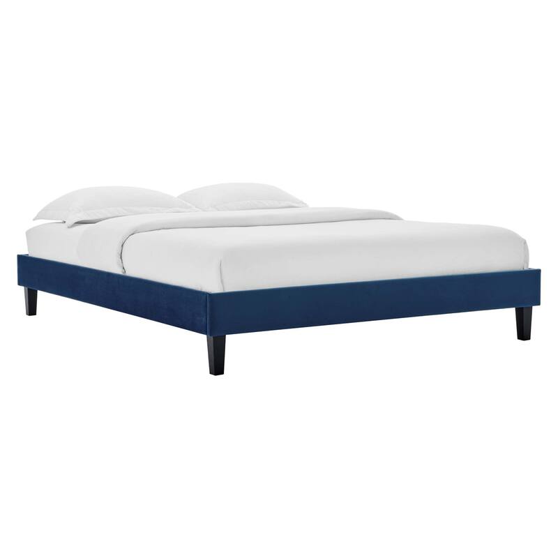 Reign King Performance Velvet Platform Bed Frame - Navy
