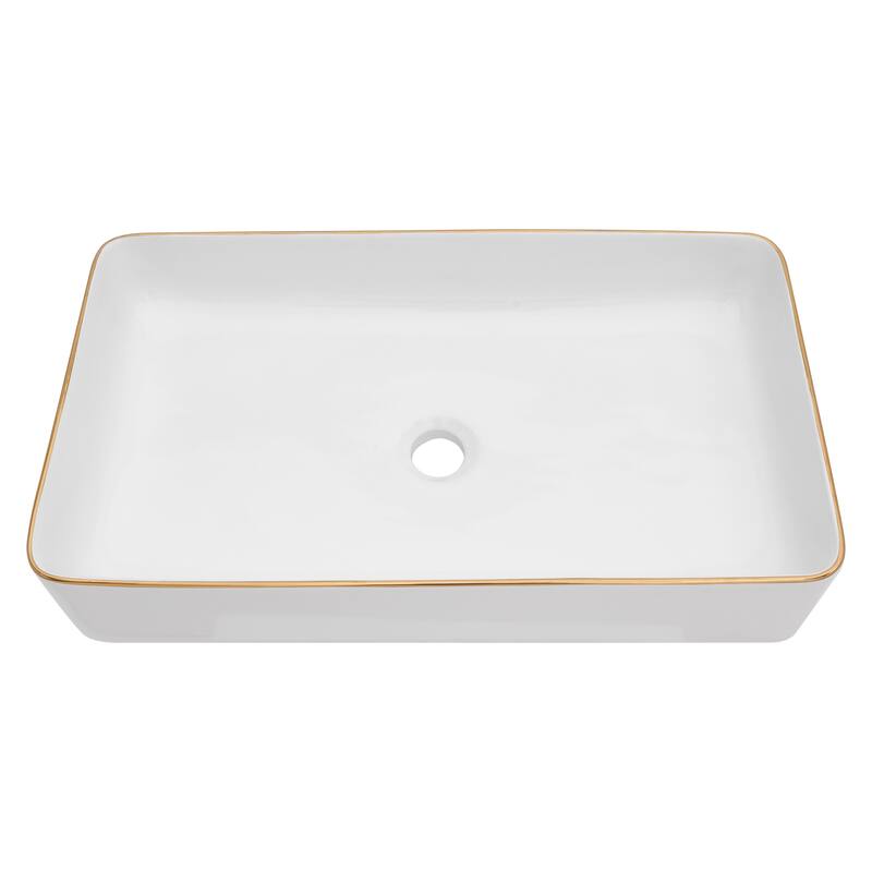 Ceramic Boat Shape Bathroom Sink - 24"x14" - Gold