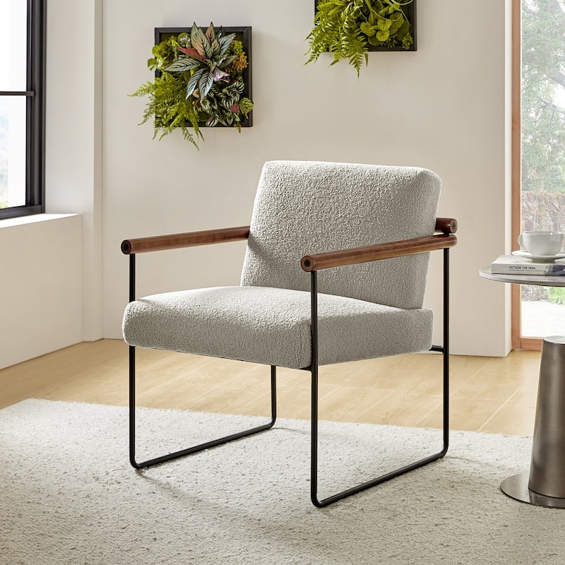Justo Modern Accent Armchair with Metal Base and Removable Cushion By HULALA HOME