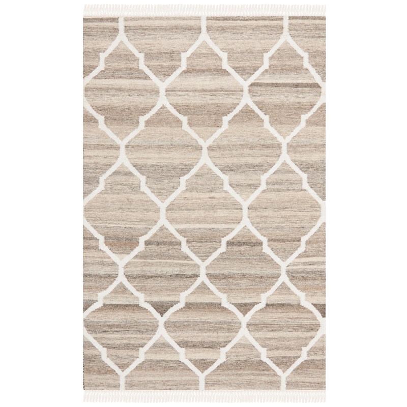SAFAVIEH Handmade Natural Kilim Almine Wool Rug with Fringe