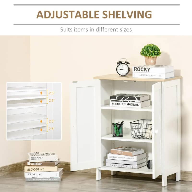 Storage Cabinet, Double Door Cupboard with 2 Adjustable Shelves
