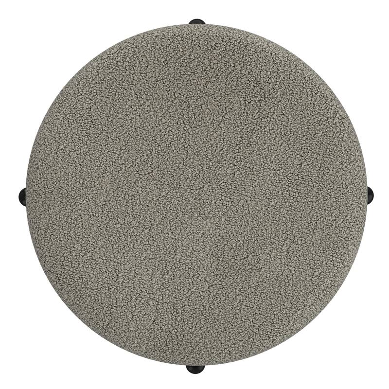 Modern Boucle Fabric Round Storage Ottoman