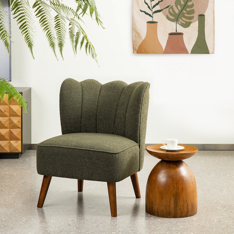 Glitzhome 32.75"H Upholstered Tufted Accent Chair with Rubber Wood Legs