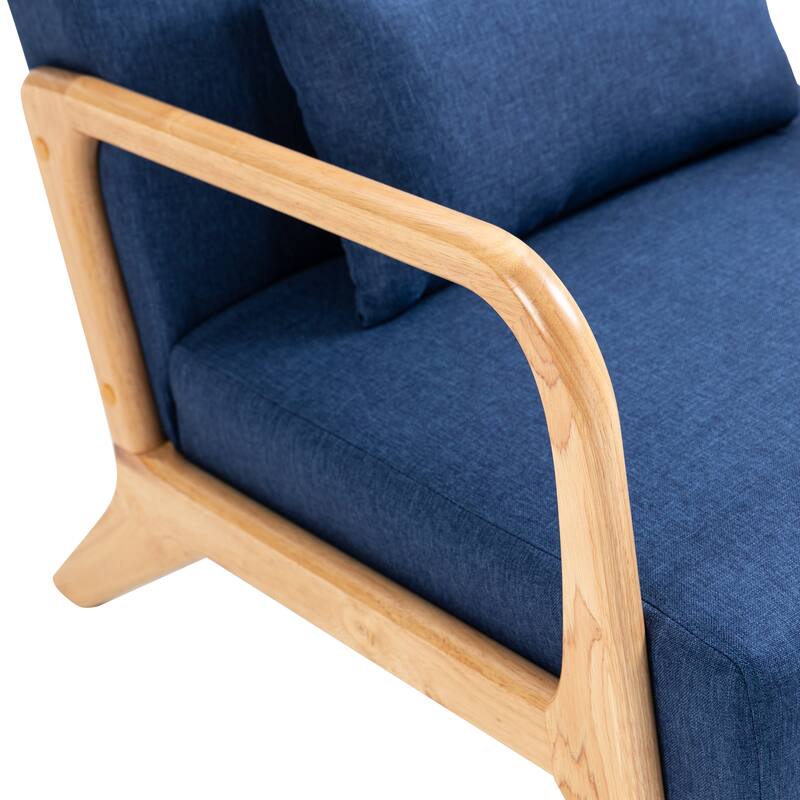 Briston 2 Set Mid Century Modern Wood Accent Chairs with pillow