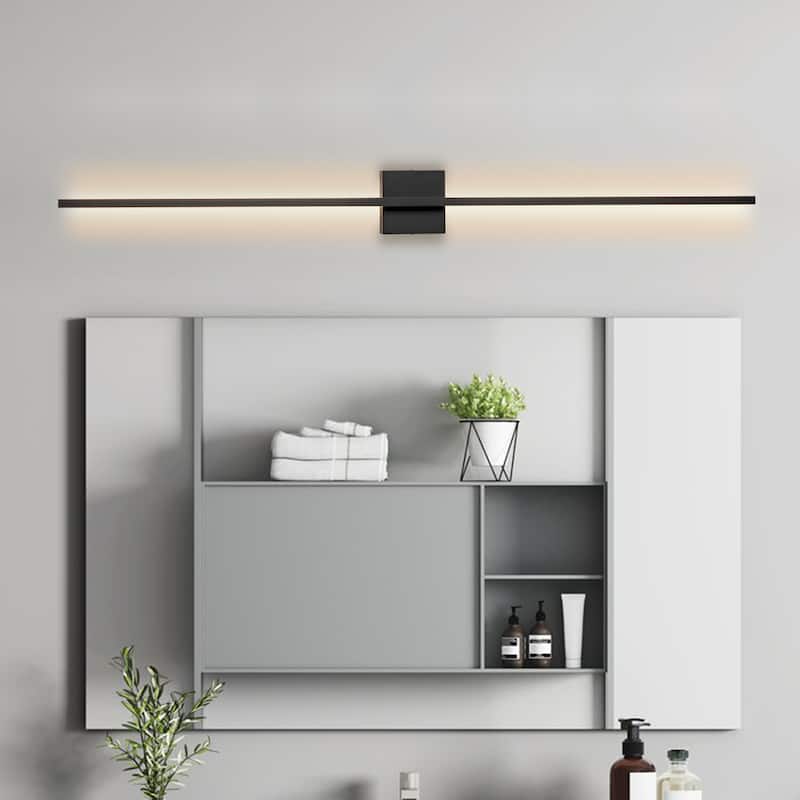 C Cattleya 2-Light 47.25" Matte Black Integrated LED Indoor Wall Light Vanity Light Bar