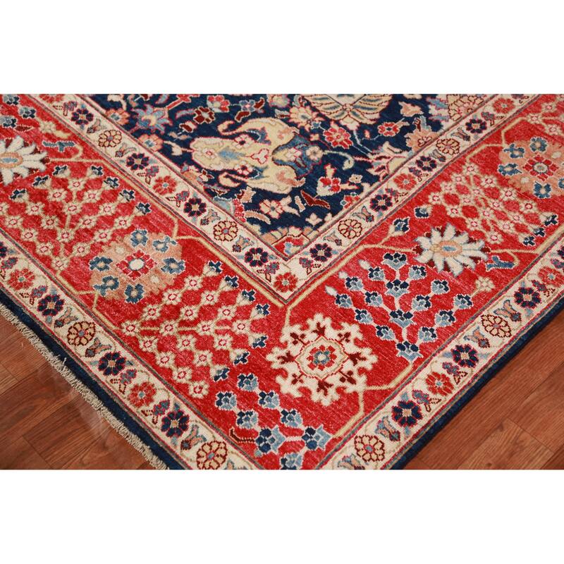 Vegetable Dye Navy Blue Heriz Serapi Oriental Rug Handmade Wool Carpet - 8'4"x 9'10"