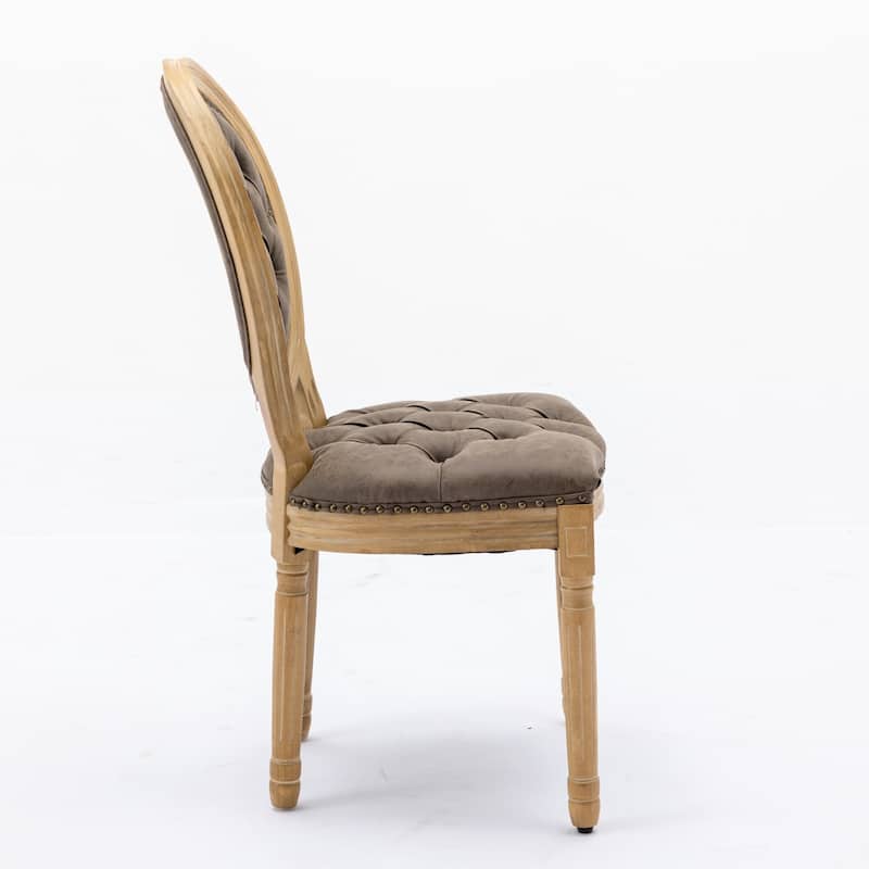 Dining Chair with Nailhead Trim Solid Wood Frame Antique Painting Style Set of 2 - as picture