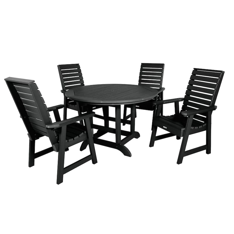 Weatherly 5-piece Outdoor Dining Set - 48" Round Table, Dining-height - Black