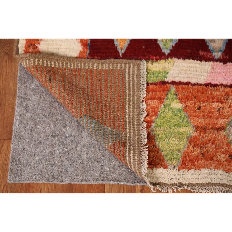 Tribal Moroccan Oriental Runner Rug Handmade Multi-Color Wool Carpet - 3'0" x 9'9"