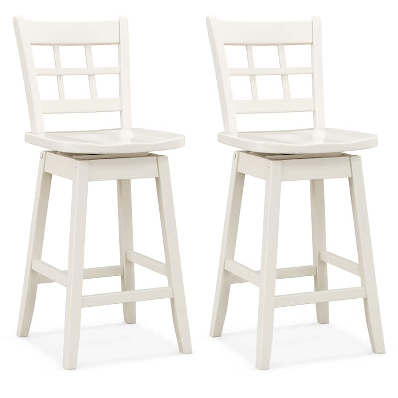 Gymax 2PCS 24.5 Inch Counter Height Bar Chairs Swivel Bar Stools w/ - White