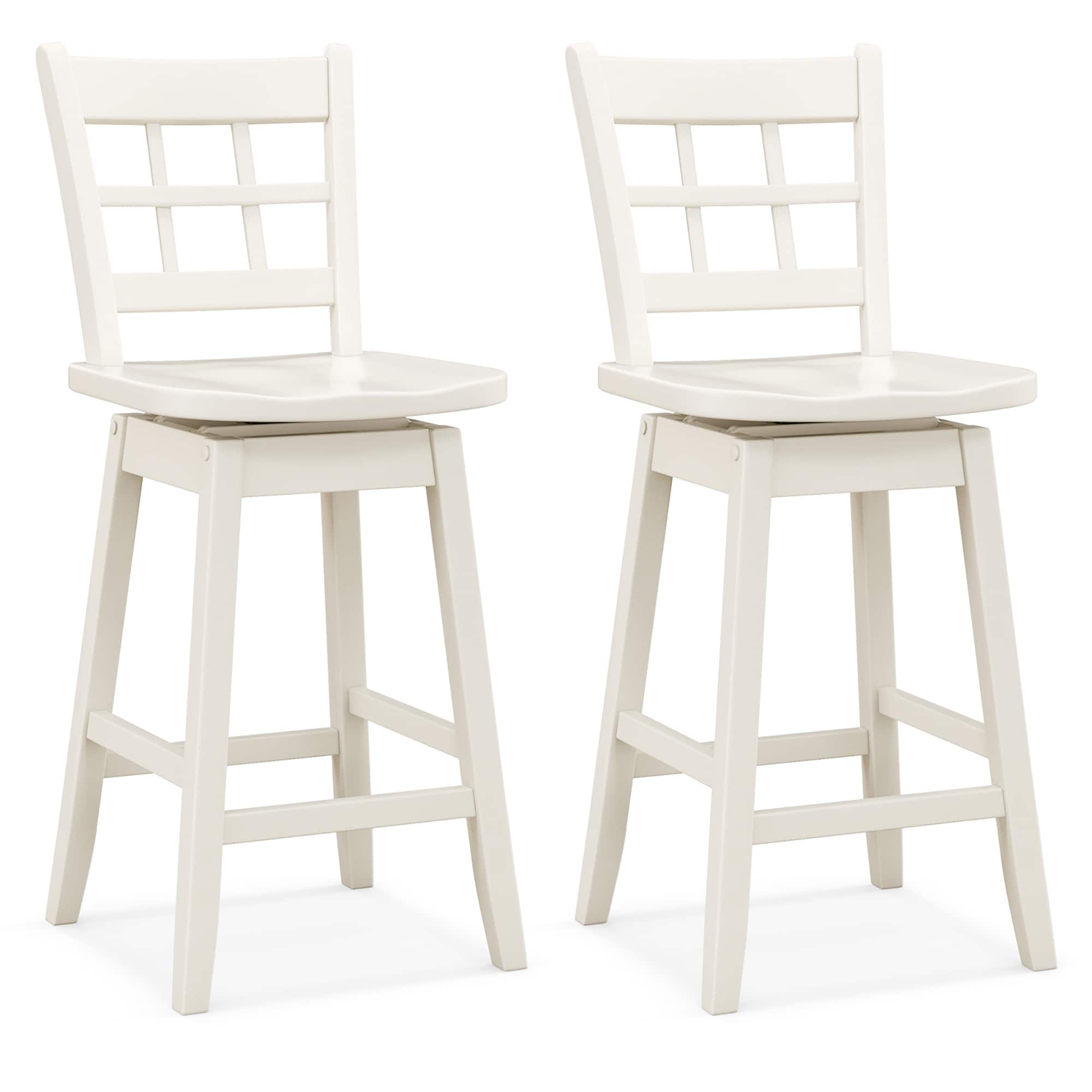 Gymax 2PCS 24.5 Inch Counter Height Bar Chairs Swivel Bar Stools w/