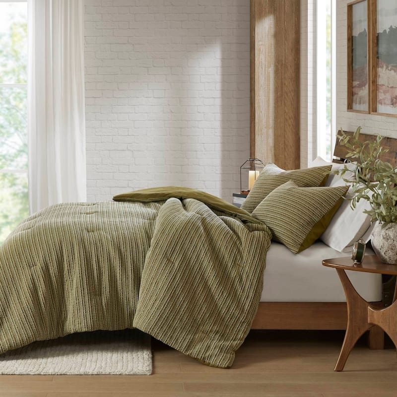 GDF Studio - Rowena Waffle Washed Cotton 3-Piece Comforter Set with Soft Textured Design