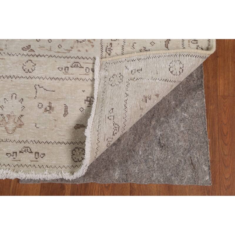 Distressed Persian Vintage Area Rug Hand-Knotted Wool Carpet - 6'6"x 9'9"