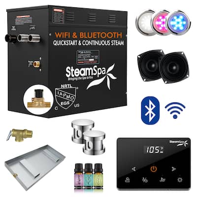 Black Series Steam Bath Generator with Fully Wireless Remote, BLUETOOTH, WIFI, and Auto Drain - 10.5 KW