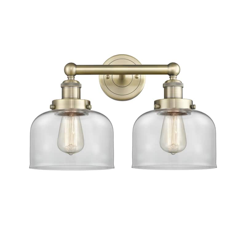 Innovations Lighting 616-2W-10-16-L Bell Vanity Bell 2 Light 16" Wide - Antique Brass / Clear