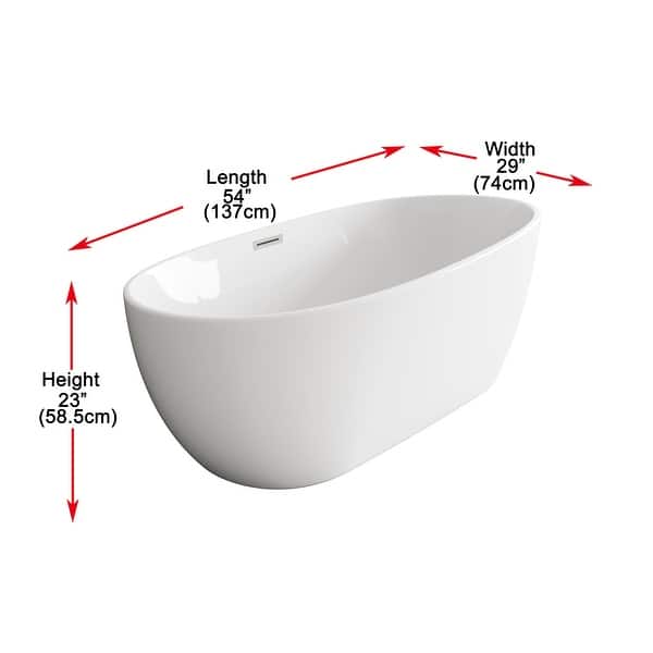 dimension image slide 3 of 16, Adler Soaking Bathtub in Glossy White