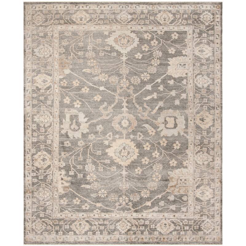 SAFAVIEH Couture Hand-knotted Oushak Clazina Traditional Oriental Wool Rug - 9' x 12' - Dark Grey/Beige